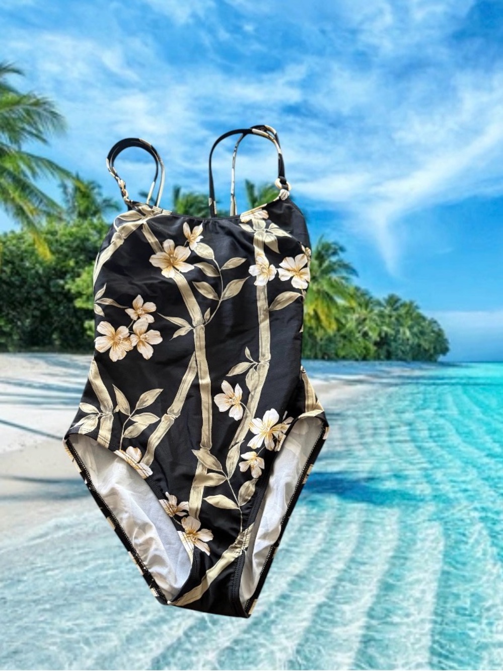 Sessa One Piece Swimsuit Tropical Floral Swim Women’s Size 10 USA Made